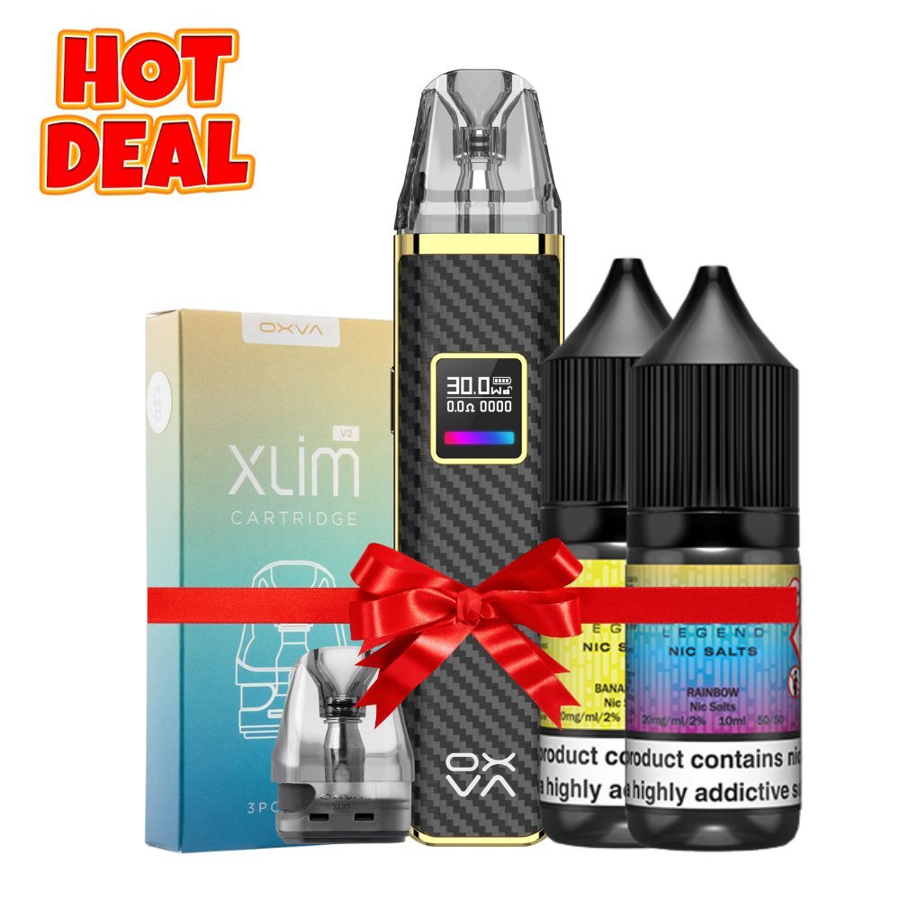 Oxva Xlim Pro Kit + Pods + 10 x Elux Nic Salt 10ml Vapour Vape Oxva Xlim Pro Kit + Pods + 10 x Elux Nic Salt 10ml Vapour Vape