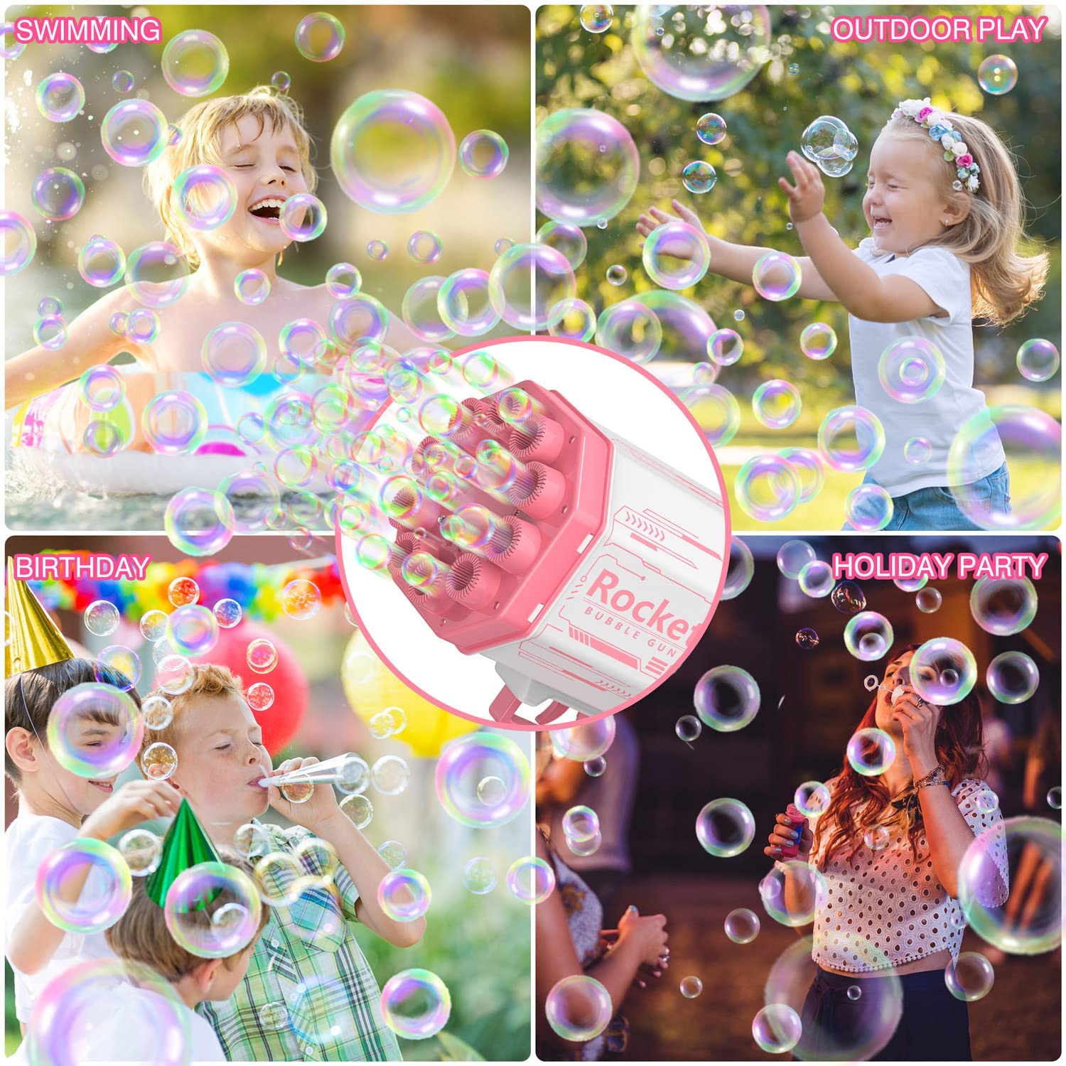 Bazooka 69 Holes Bubble Machine Guns Toys for Kids Bubble Blower - Pink - Vapour VapeVapour Vape