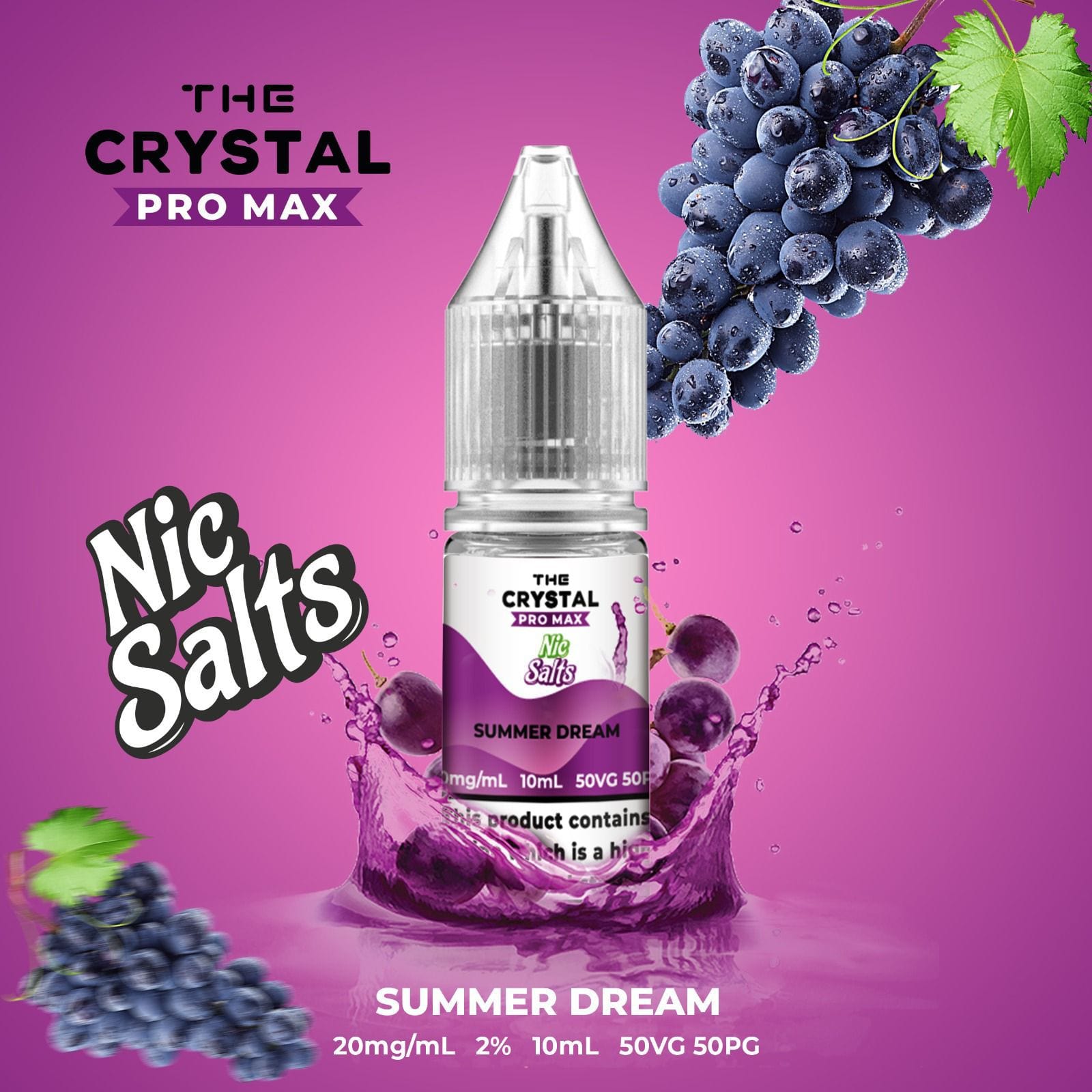 The Crystal Pro Max Vape Nic Salts 10ml E-Liquids Box of 10 Vapour Vape The Crystal Pro Max Vape Nic Salts 10ml E-Liquids Box of 10 Vapour Vape